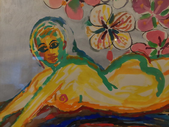 Image 1 of Hans Ittmann 'Female Nude with Flowers' painting