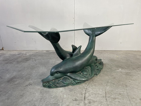 Image 1 of Hollywood regency Dolphins coffee table