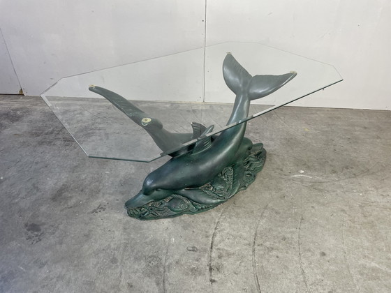 Image 1 of Hollywood regency Dolphins coffee table