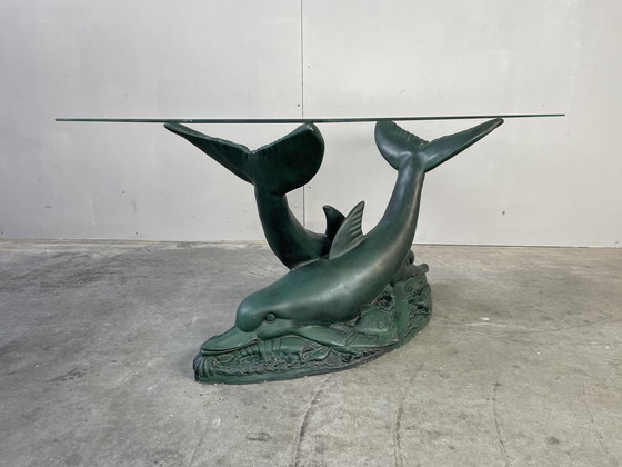 Image 1 of Hollywood regency Dolphins coffee table