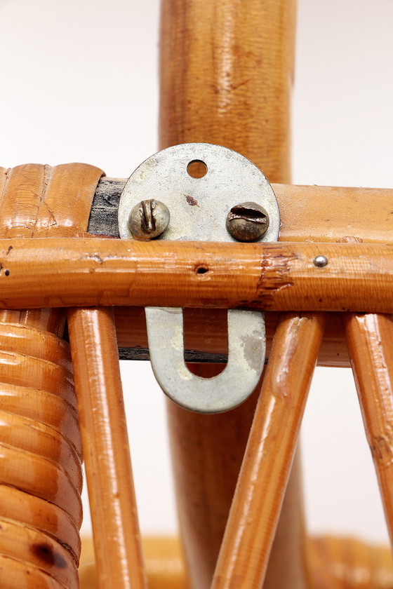 Image 1 of French Bamboo wall coat rack with large mirror, 1960