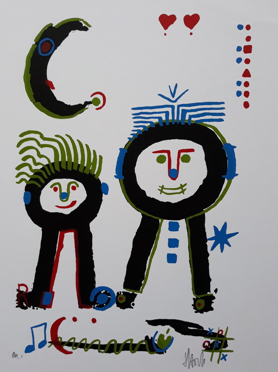 Image 1 of Ad van Hassel - The Musicians. Silkscreen hand signed