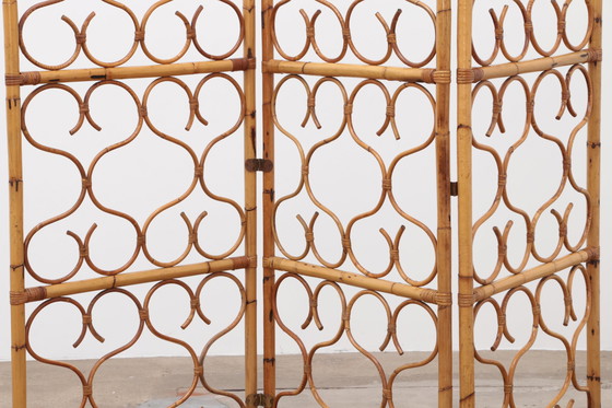 Image 1 of Vintage Rattan folding screen or room divider made in Italy 1960s.