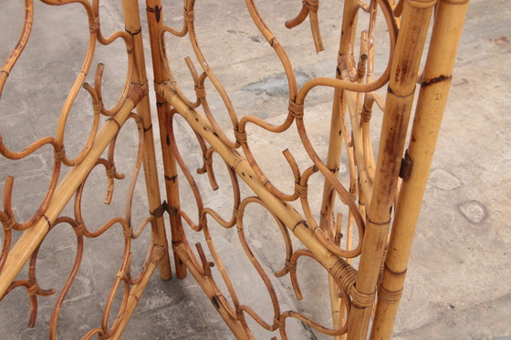 Image 1 of Vintage Rattan folding screen or room divider made in Italy 1960s.