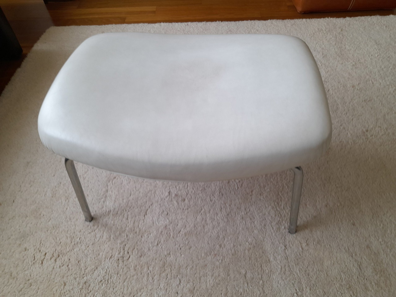 Sgabello in pelle vintage italiano