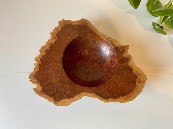 Image 1 of Maple Burl Wood Sculptural Bowl With Living Edge