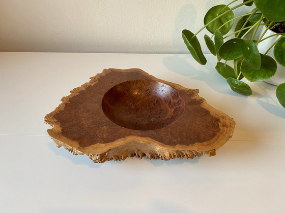 Image 1 of Maple Burl Wood Sculptural Bowl With Living Edge