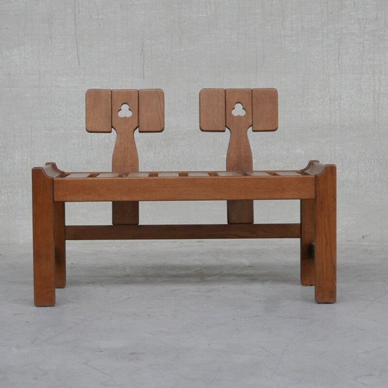 Image 1 of Oakwood mid-century French armchair and sofa by Guillerme et Chambron, 1960s