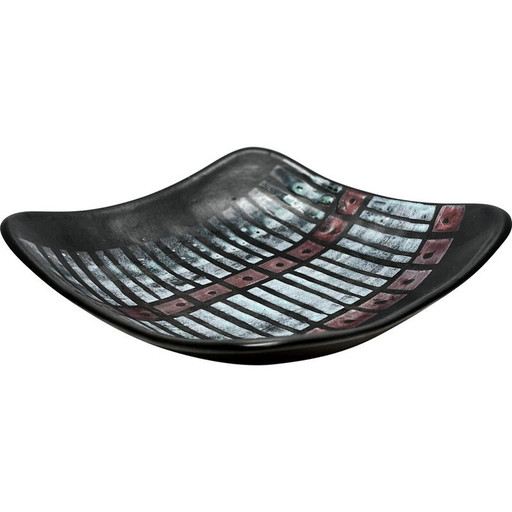 Vintage Op Art ceramic fruit platter by Strehla Keramik, Germany 1970s