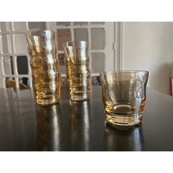Image 1 of Set of 8 vintage glasses with iridescent reflections, 1970