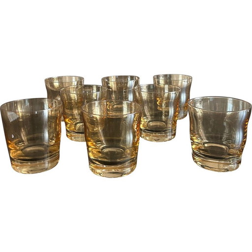 Set of 8 vintage glasses with iridescent reflections, 1970