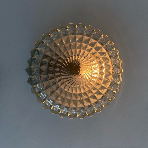 Small Wall or Ceiling Light Round Glass Minimalist Model 1970 1980 Seventies