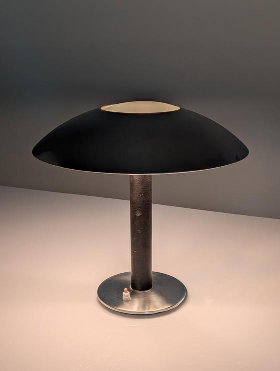 Image 1 of Leather Table Lamp By Metalarte, 1962