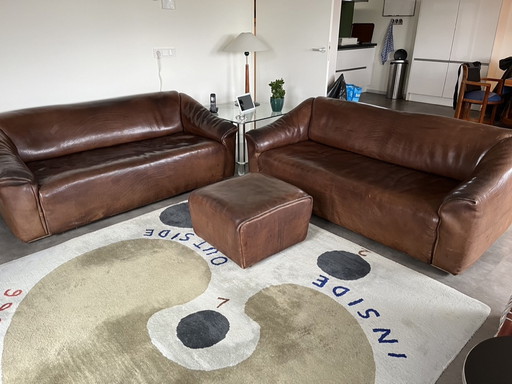 2x de Sede sofa and footstool