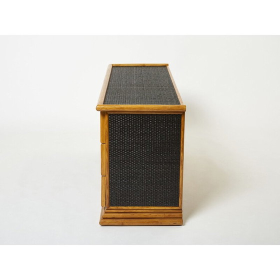Image 1 of Vintage bamboo, rattan and brass chest of drawers, 1960