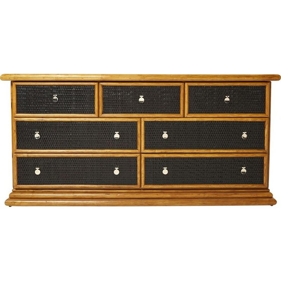 Image 1 of Vintage bamboo, rattan and brass chest of drawers, 1960