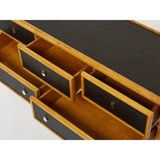 Image 1 of Vintage bamboo, rattan and brass chest of drawers, 1960