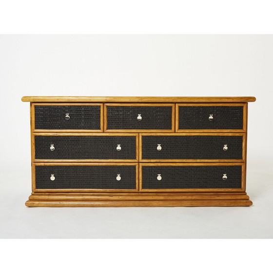 Image 1 of Vintage bamboo, rattan and brass chest of drawers, 1960