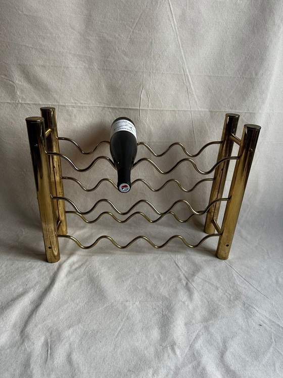 Image 1 of Brass Hollywood Regency Wine Rack, France 1970