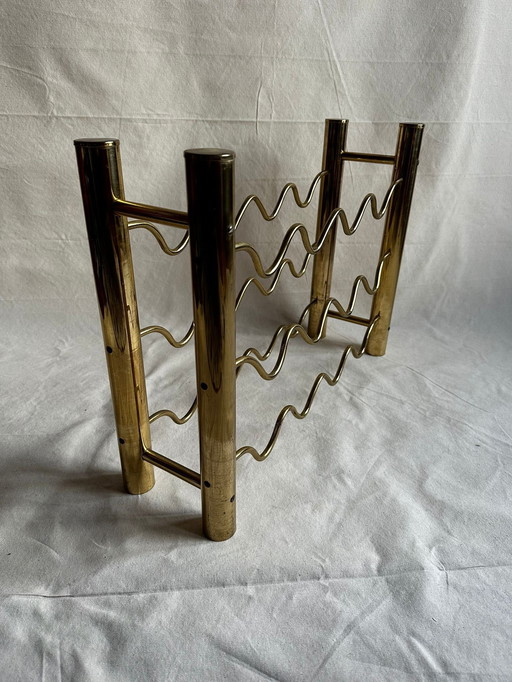 Brass Hollywood Regency Wine Rack, France 1970