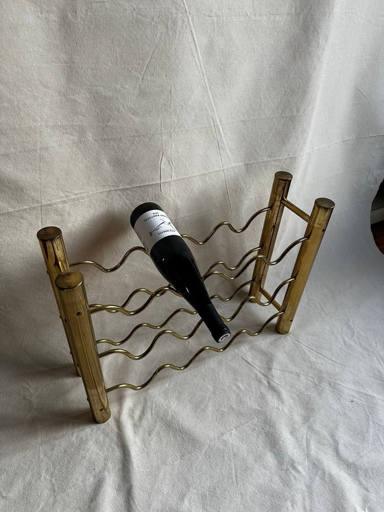 Image 1 of Brass Hollywood Regency Wine Rack, France 1970