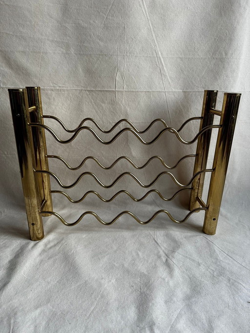 Brass Hollywood Regency Wine Rack, France 1970