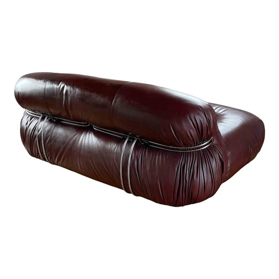 Image 1 of Vintage Soriana leather and metal sofa by Afra & Tobia Scarpa, Italy 1969