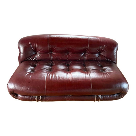 Image 1 of Vintage Soriana leather and metal sofa by Afra & Tobia Scarpa, Italy 1969