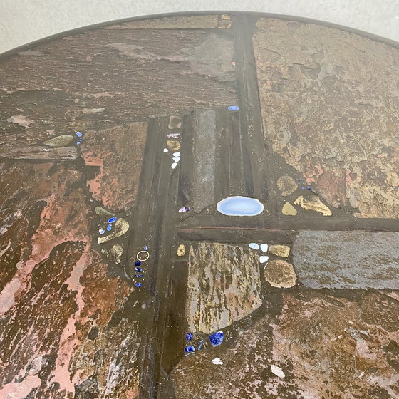 Image 1 of Table de salle à manger ronde brutaliste par Paul Kingma 1980