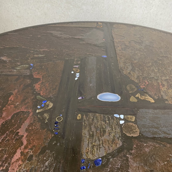 Image 1 of Table de salle à manger ronde brutaliste par Paul Kingma 1980