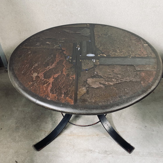 Image 1 of Table de salle à manger ronde brutaliste par Paul Kingma 1980