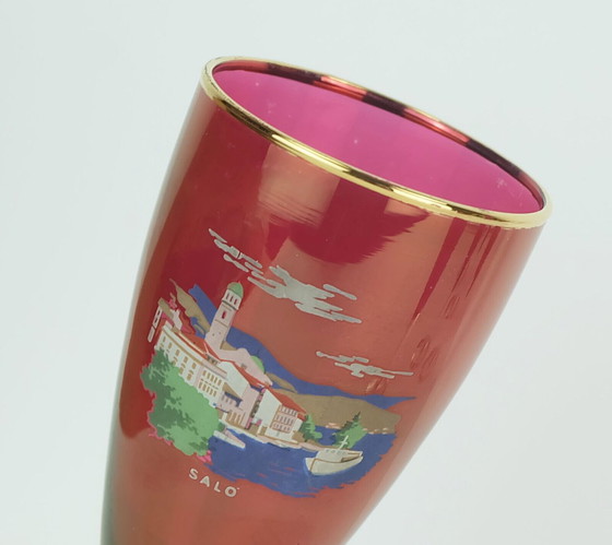 Image 1 of set of 6 mid century souvenir GLASSES with beautiful lake garda motives 1950s 60s 