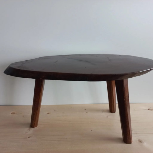 Vintage Brutalist Style Oak Plant Table Coffee Table