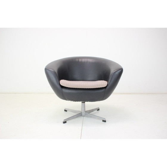 Image 1 of Vintage swivel metal and suede armchair, Czechoslovakia 1970s