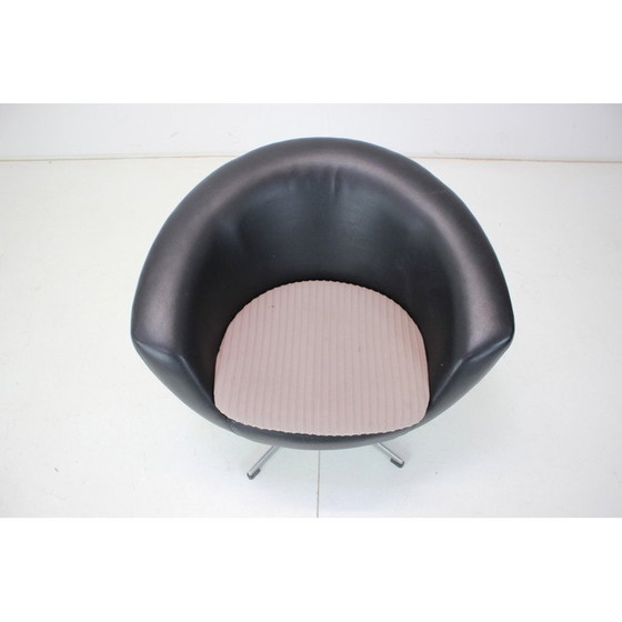 Image 1 of Vintage swivel metal and suede armchair, Czechoslovakia 1970s