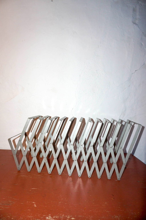 Vintage Expanding LP Rack * Mid-Century Modern Metal Vinyl Storage * Accordion-Style Record Holder * Industrial LP Organizer