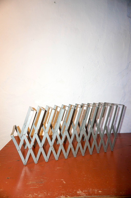 Vintage Expanding LP Rack * Mid-Century Modern Metal Vinyl Storage * Accordion-Style Record Holder * Industrial LP Organizer