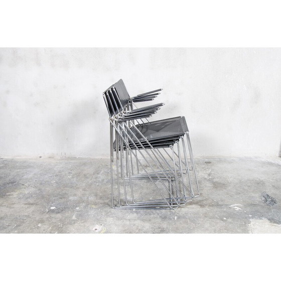 Image 1 of Set of 4 vintage chrome steel dining chairs by Niels Jørgen Haugesen for Hybodan A/S, Denmark 1977