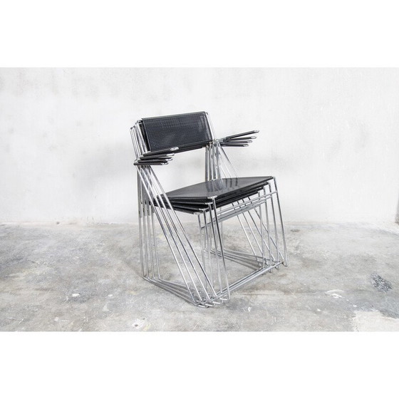 Image 1 of Set of 4 vintage chrome steel dining chairs by Niels Jørgen Haugesen for Hybodan A/S, Denmark 1977