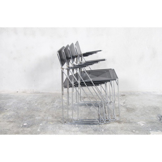 Image 1 of Set of 4 vintage chrome steel dining chairs by Niels Jørgen Haugesen for Hybodan A/S, Denmark 1977