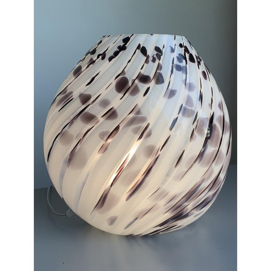 Image 1 of Contemporary White Table Lamp In Murano Glass Style With Murrine