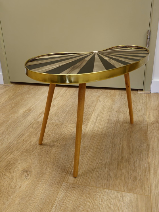 Image 1 of Vintage Sunburst Kidney Table Plant Table