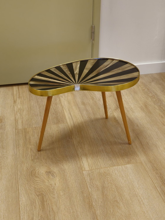 Image 1 of Vintage Sunburst Kidney Table Plant Table