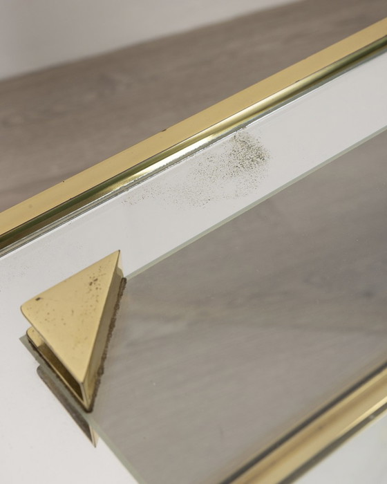 Image 1 of Tavolino da caffè vintage anni '60 in ottone dorato e cristallo, design italiano 