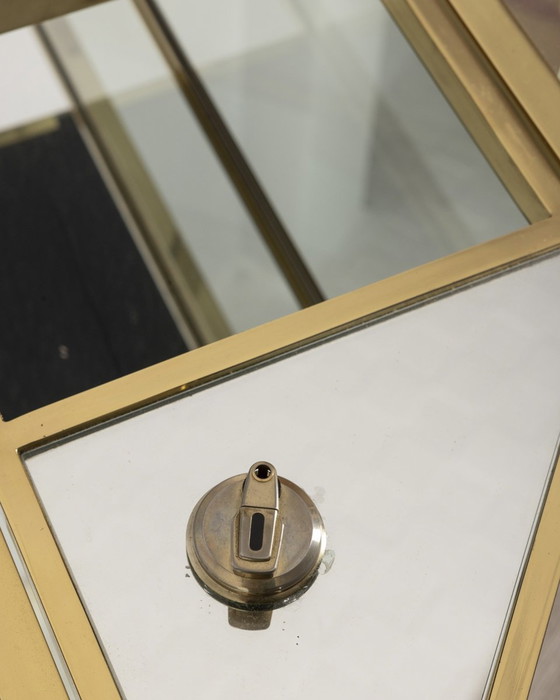 Image 1 of Tavolino da caffè vintage anni '60 in ottone dorato e cristallo, design italiano 