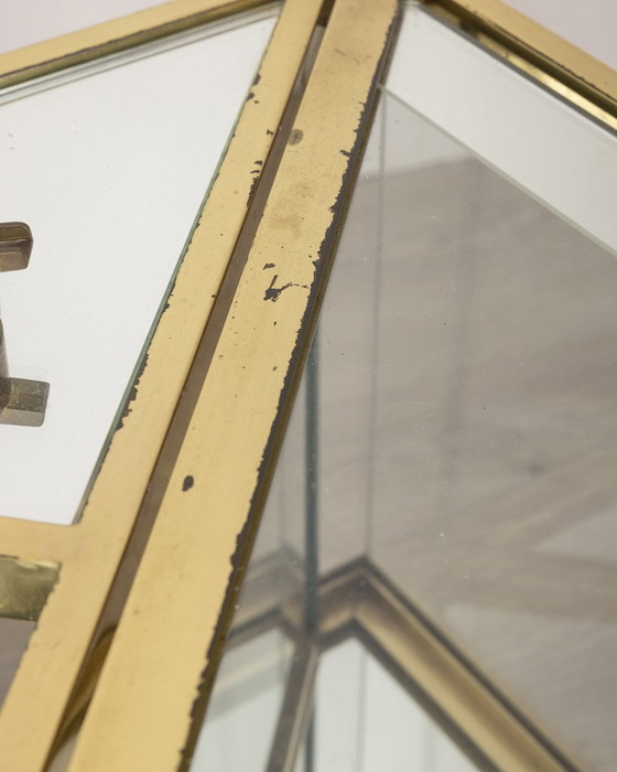 Image 1 of Tavolino da caffè vintage anni '60 in ottone dorato e cristallo, design italiano 