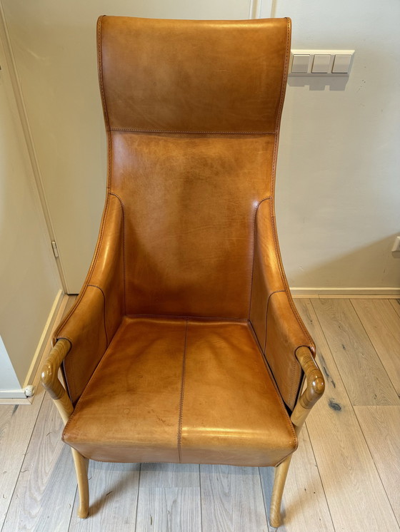 Image 1 of Giorgetti Progetti Wingchairs Of Saddle Leather