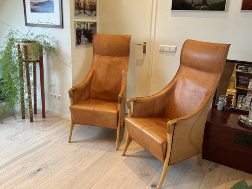 Giorgetti Progetti Wingchairs Of Saddle Leather