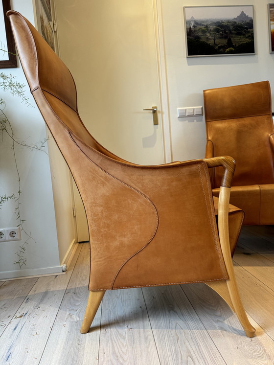 Image 1 of Giorgetti Progetti Wingchairs Of Saddle Leather