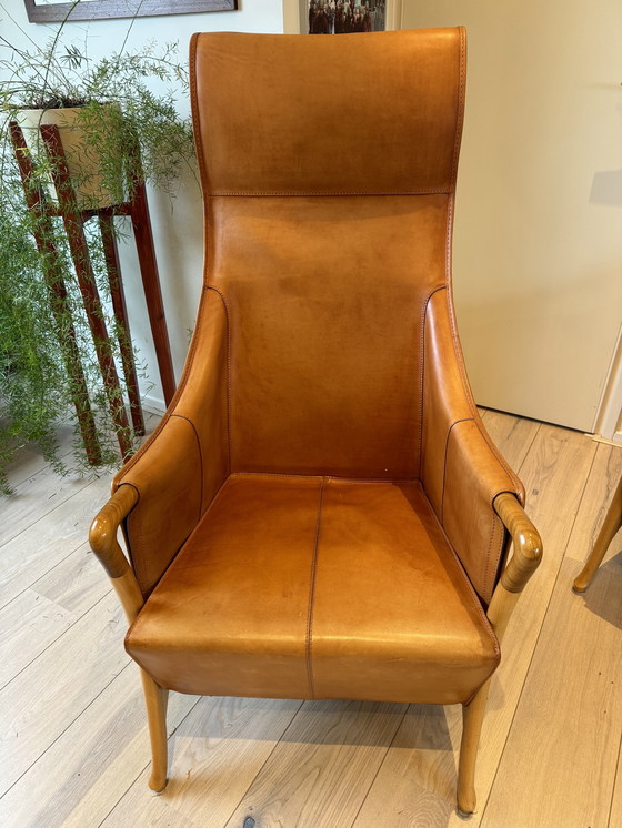 Image 1 of Giorgetti Progetti Wingchairs Of Saddle Leather